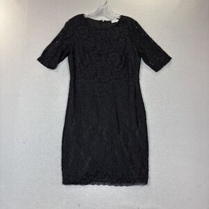 Black Lace MIDI Dress‎ Bohemian Whimsy Goth Cocktail Beautiful Size XL Hot Touch